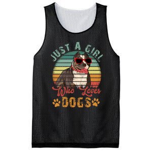 Just Girl Who Loves Dogs Funny Retro Pug Mesh Reversible Basketball Jersey Tank