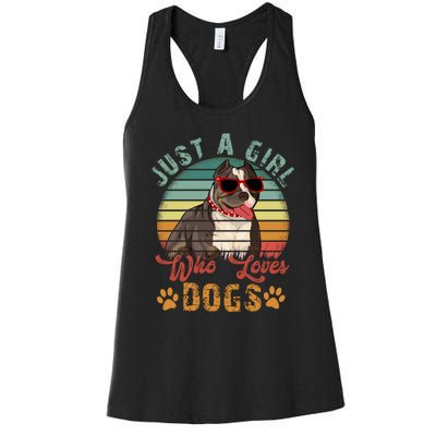 Just Girl Who Loves Dogs Funny Retro Pug Women's Racerback Tank