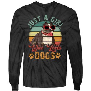 Just Girl Who Loves Dogs Funny Retro Pug Tie-Dye Long Sleeve Shirt