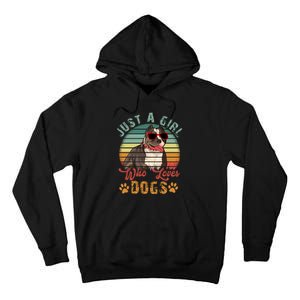 Just Girl Who Loves Dogs Funny Retro Pug Tall Hoodie