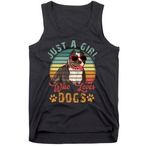 Just Girl Who Loves Dogs Funny Retro Pug Tank Top