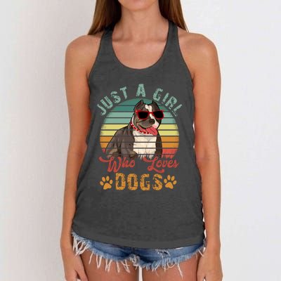 Just Girl Who Loves Dogs Funny Retro Pug Women's Knotted Racerback Tank