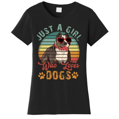 Just Girl Who Loves Dogs Funny Retro Pug Women's T-Shirt