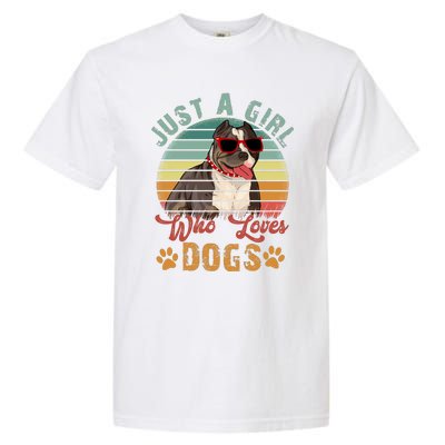 Just Girl Who Loves Dogs Funny Retro Pug Garment-Dyed Heavyweight T-Shirt