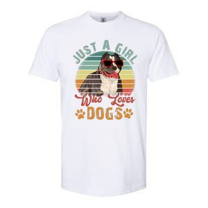 Just Girl Who Loves Dogs Funny Retro Pug Softstyle CVC T-Shirt