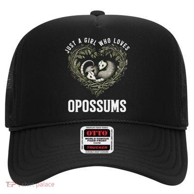 Just Girl Who Loves Opossums I Love Possums Wild Animal High Crown Mesh Back Trucker Hat