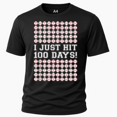 Just Hit 100 Days Of School Baseball Teacher Boys 100th Day Cooling Performance Crew T-Shirt