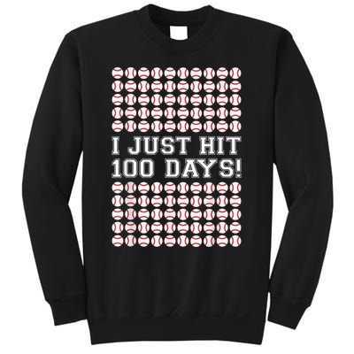 Just Hit 100 Days Of School Baseball Teacher Boys 100th Day Sweatshirt