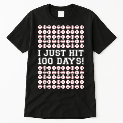 Just Hit 100 Days Of School Baseball Teacher Boys 100th Day Tall T-Shirt