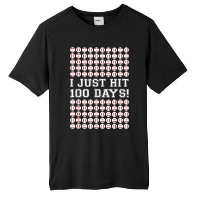 Just Hit 100 Days Of School Baseball Teacher Boys 100th Day Tall Fusion ChromaSoft Performance T-Shirt