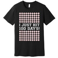 Just Hit 100 Days Of School Baseball Teacher Boys 100th Day Premium T-Shirt