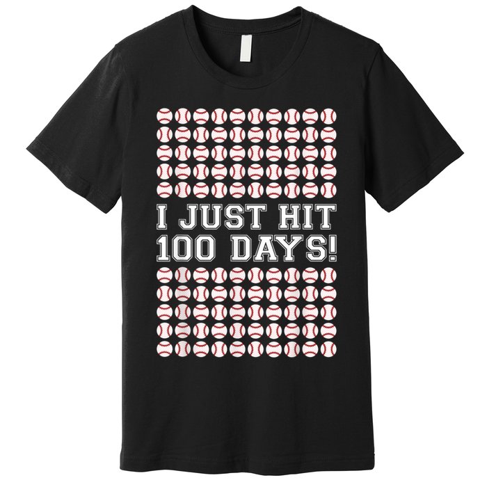 Just Hit 100 Days Of School Baseball Teacher Boys 100th Day Premium T-Shirt