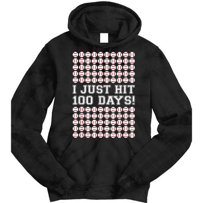 Just Hit 100 Days Of School Baseball Teacher Boys 100th Day Tie Dye Hoodie