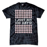 Just Hit 100 Days Of School Baseball Teacher Boys 100th Day Tie-Dye T-Shirt