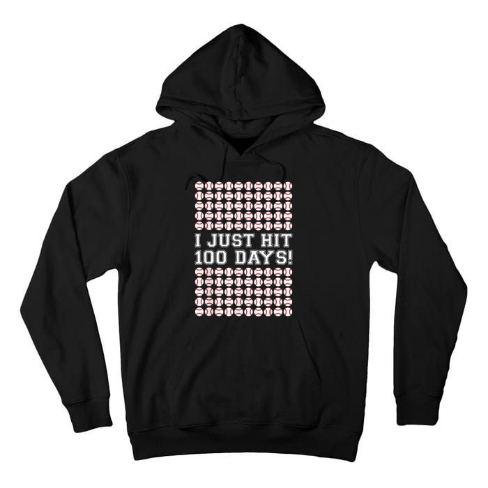 Just Hit 100 Days Of School Baseball Teacher Boys 100th Day Tall Hoodie