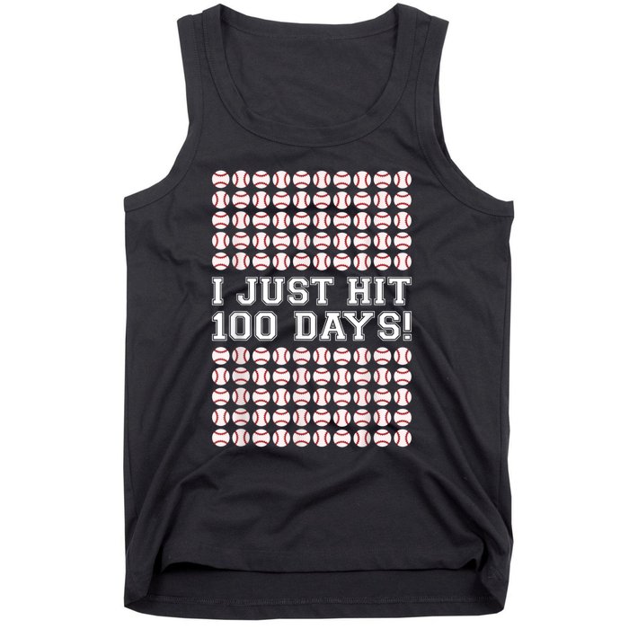 Just Hit 100 Days Of School Baseball Teacher Boys 100th Day Tank Top