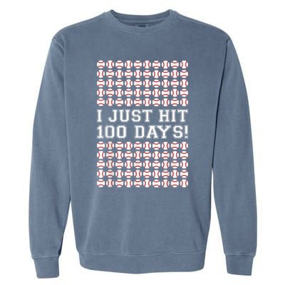 Just Hit 100 Days Of School Baseball Teacher Boys 100th Day Garment-Dyed Sweatshirt