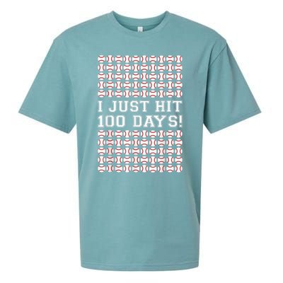 Just Hit 100 Days Of School Baseball Teacher Boys 100th Day Sueded Cloud Jersey T-Shirt