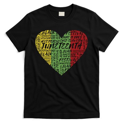 Juneteenth Heart African American Women Black History Pride T-Shirt