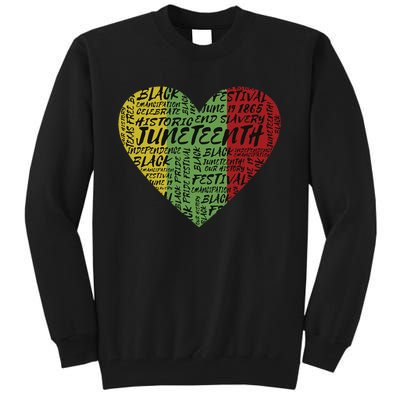 Juneteenth Heart African American Women Black History Pride Tall Sweatshirt