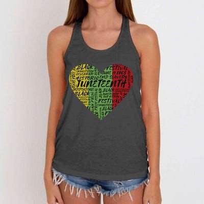 Juneteenth Heart African American Women Black History Pride Women's Knotted Racerback Tank