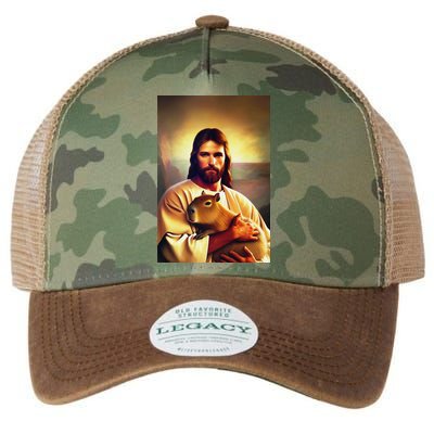 Jesus Holding A Capybara Legacy Tie Dye Trucker Hat