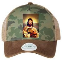 Jesus Holding A Capybara Legacy Tie Dye Trucker Hat