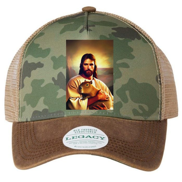 Jesus Holding A Capybara Legacy Tie Dye Trucker Hat
