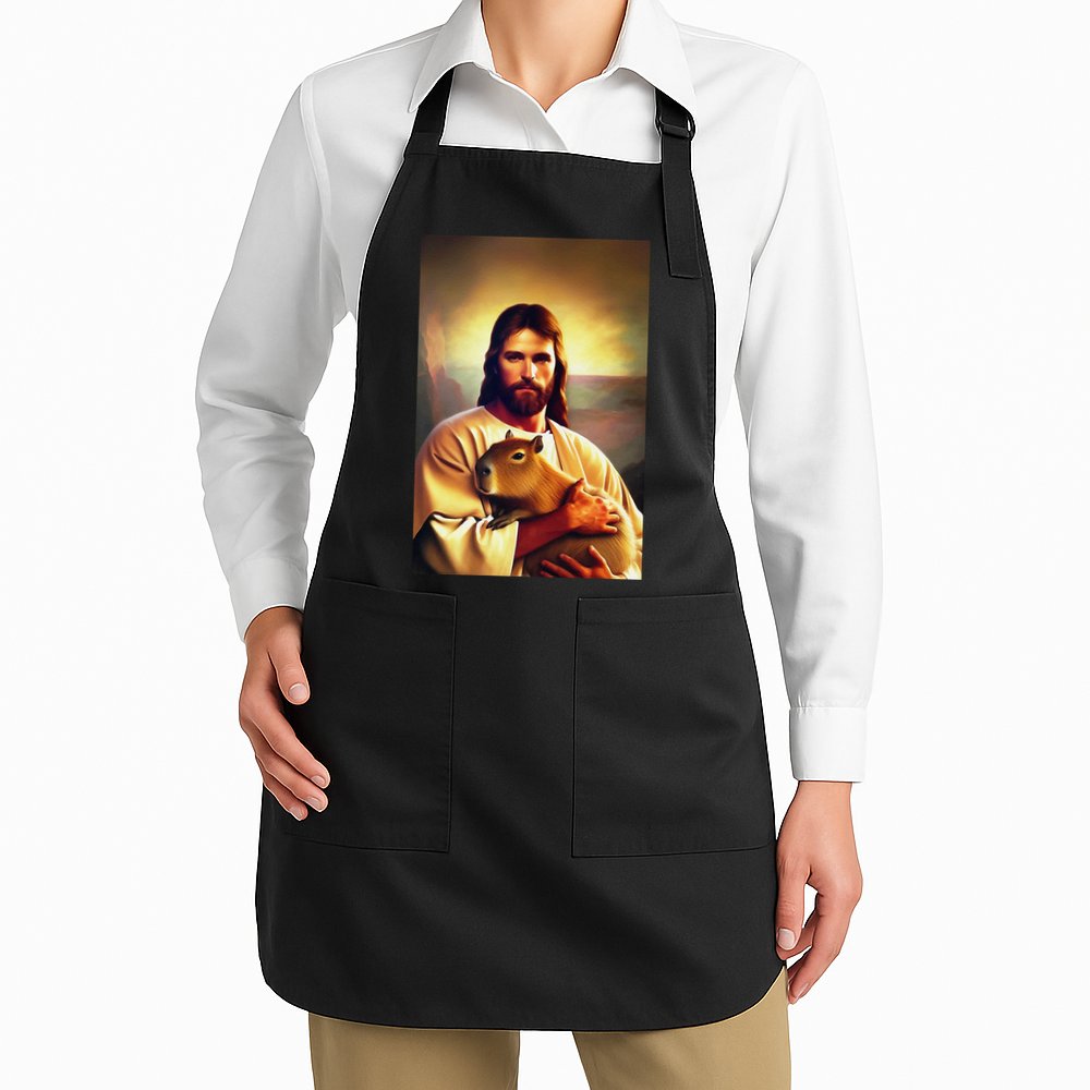 Jesus Holding A Capybara Apron