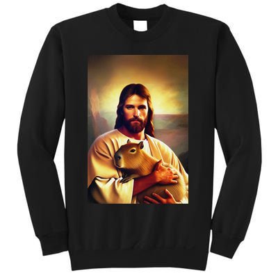 Jesus Holding A Capybara Sweatshirt