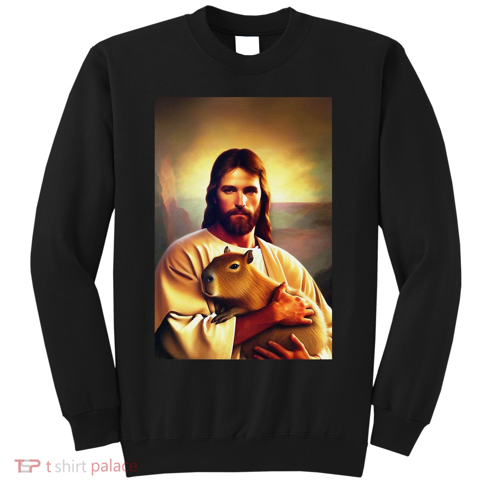 Jesus Holding A Capybara Sweatshirt