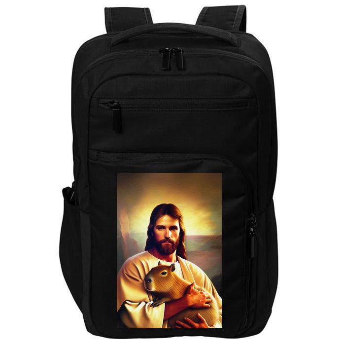 Jesus Holding A Capybara Impact Tech Backpack