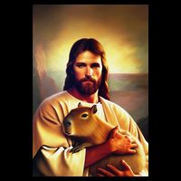 Jesus Holding A Capybara 7-Panel Snapback Hat