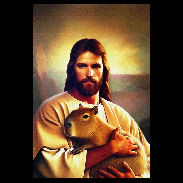 Jesus Holding A Capybara 7-Panel Snapback Hat