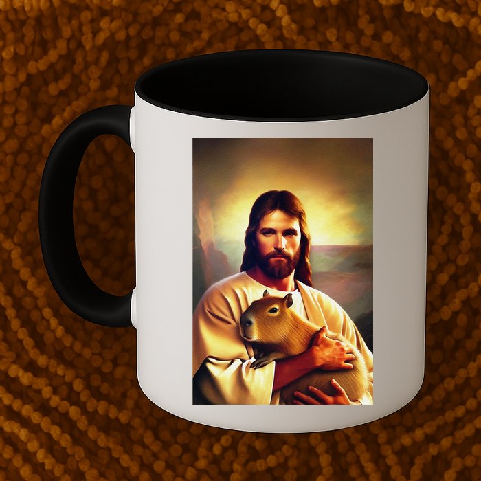 Jesus Holding A Capybara Mug