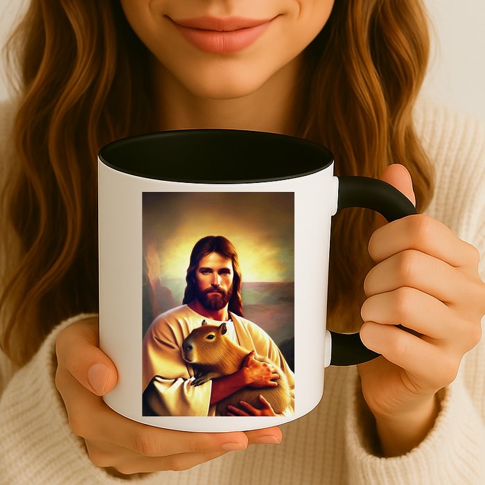 Jesus Holding A Capybara Mug