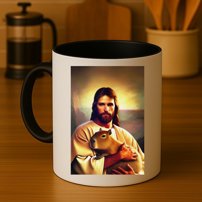 Jesus Holding A Capybara Mug