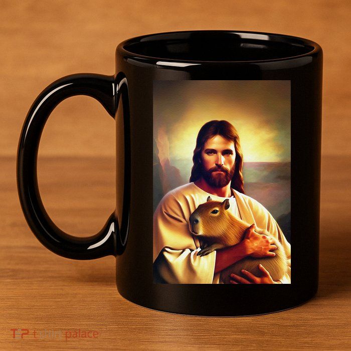 Jesus Holding A Capybara 11oz C Handle Ceramic Mug