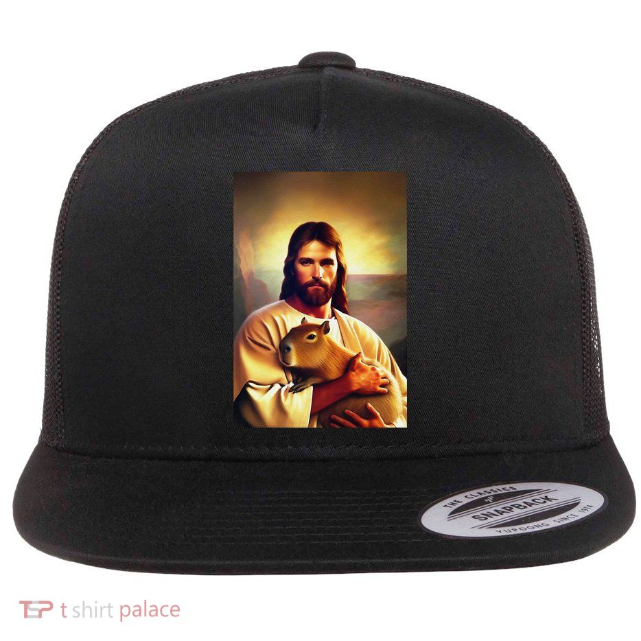 Jesus Holding A Capybara Flatbill Hat