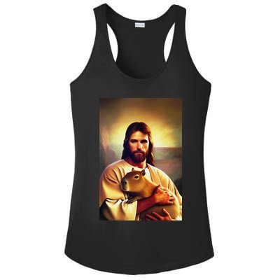 Jesus Holding A Capybara Ladies PosiCharge Competitor Racerback Tank