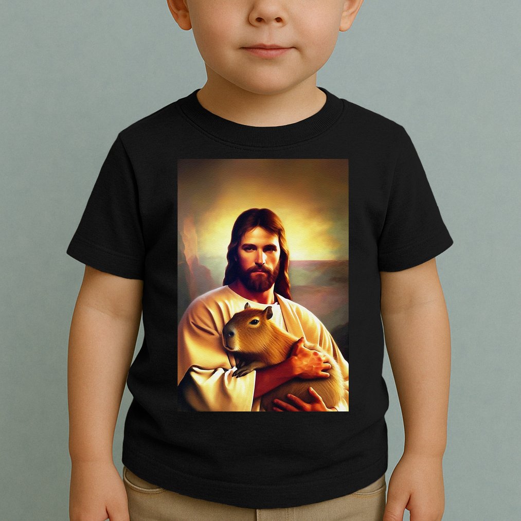 Jesus Holding A Capybara Toddler T-Shirt