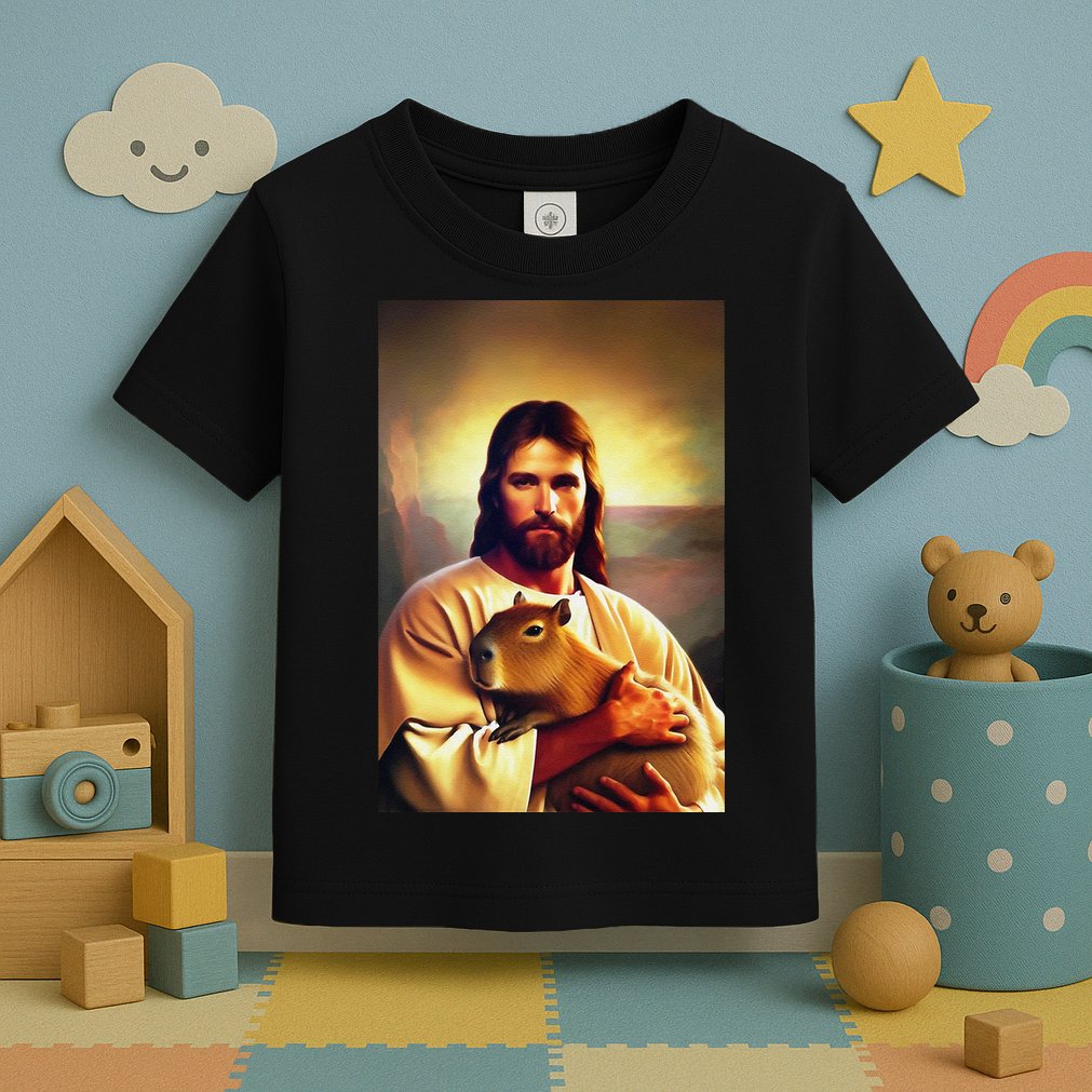 Jesus Holding A Capybara Toddler T-Shirt