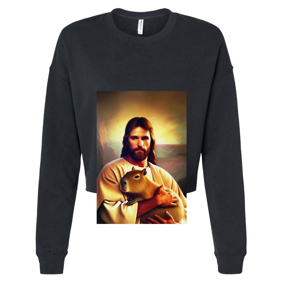 Jesus Holding A Capybara Women's Crop Top Tee