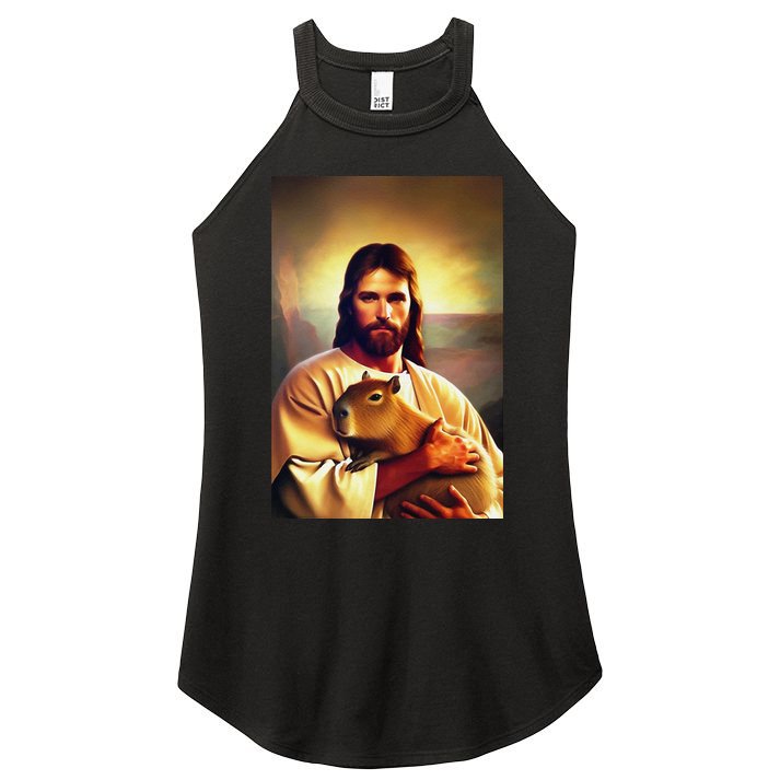Jesus Holding A Capybara Women's Perfect Tri Rocker Tank