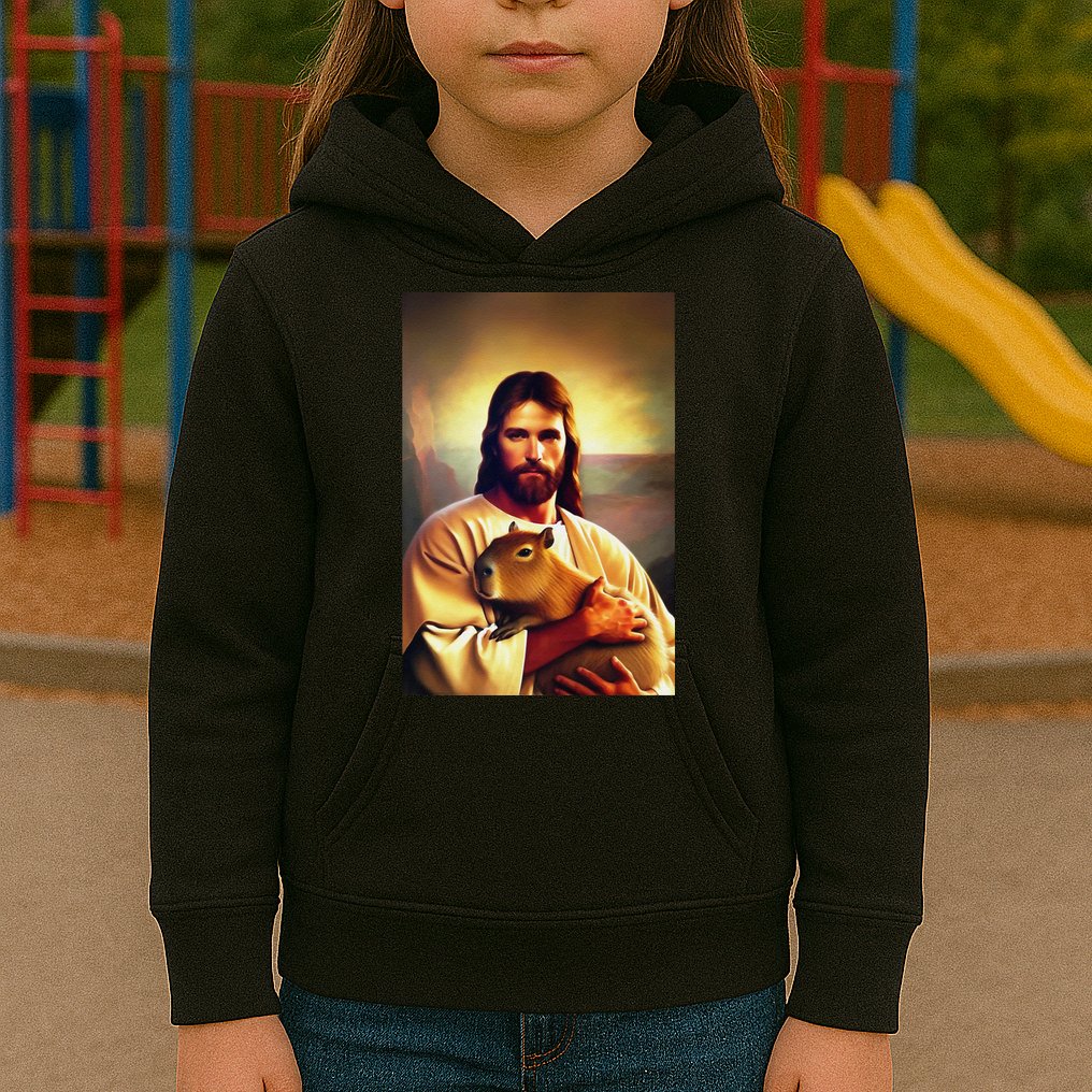 Jesus Holding A Capybara Kids Hoodie