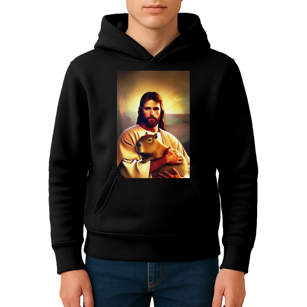 Jesus Holding A Capybara Kids Hoodie