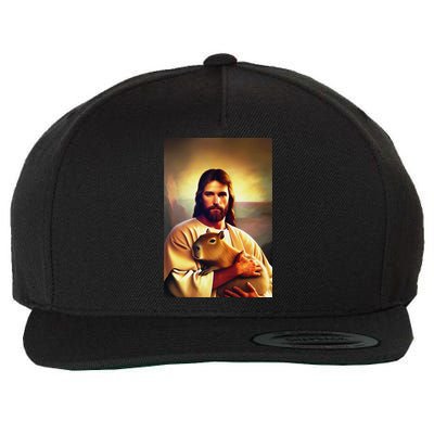 Jesus Holding A Capybara Wool Snapback Cap