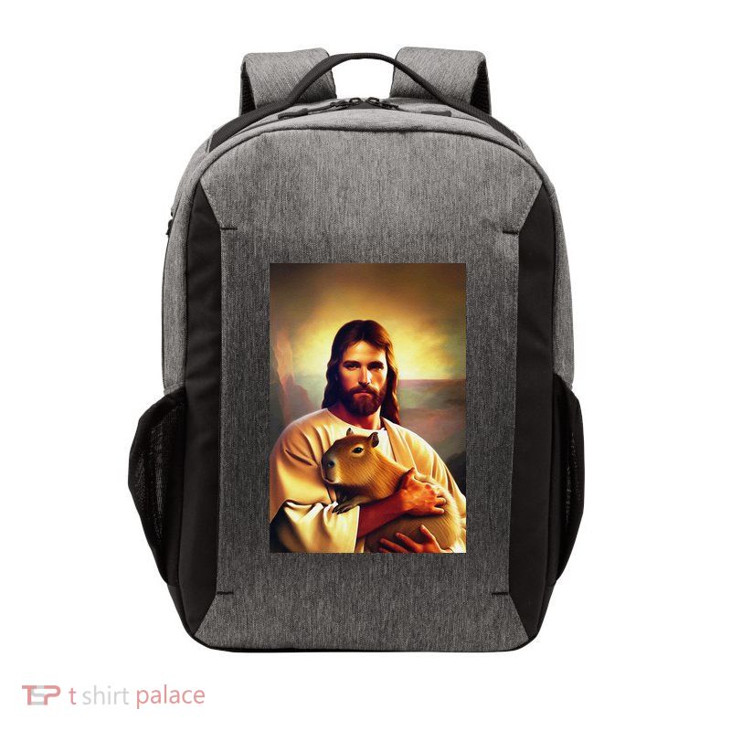 Jesus Holding A Capybara Vector Backpack