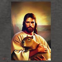 Jesus Holding A Capybara Vector Backpack
