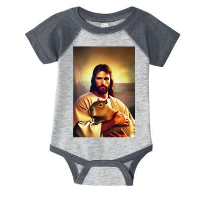 Jesus Holding A Capybara Infant Baby Jersey Bodysuit